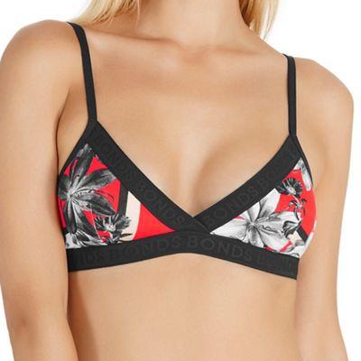 Red boyfriend printed triangle crop